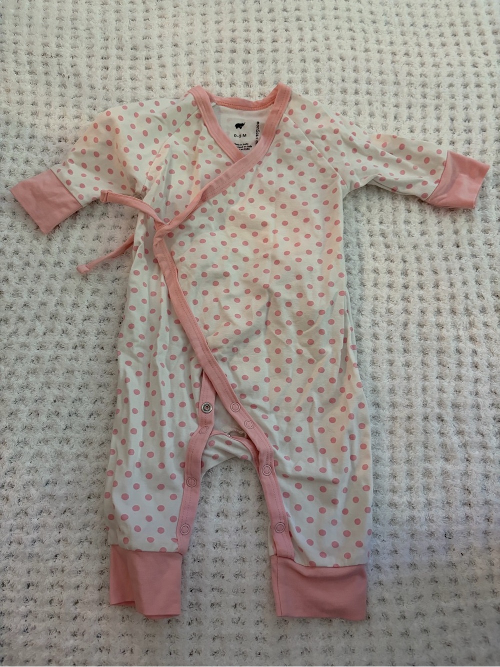 Pink Polka Dot Wrap-Front Baby One-Piece Bodysuit